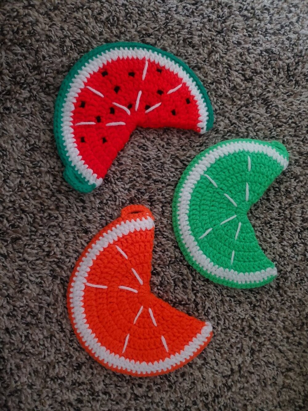 Vintage handmade fruit potholders
